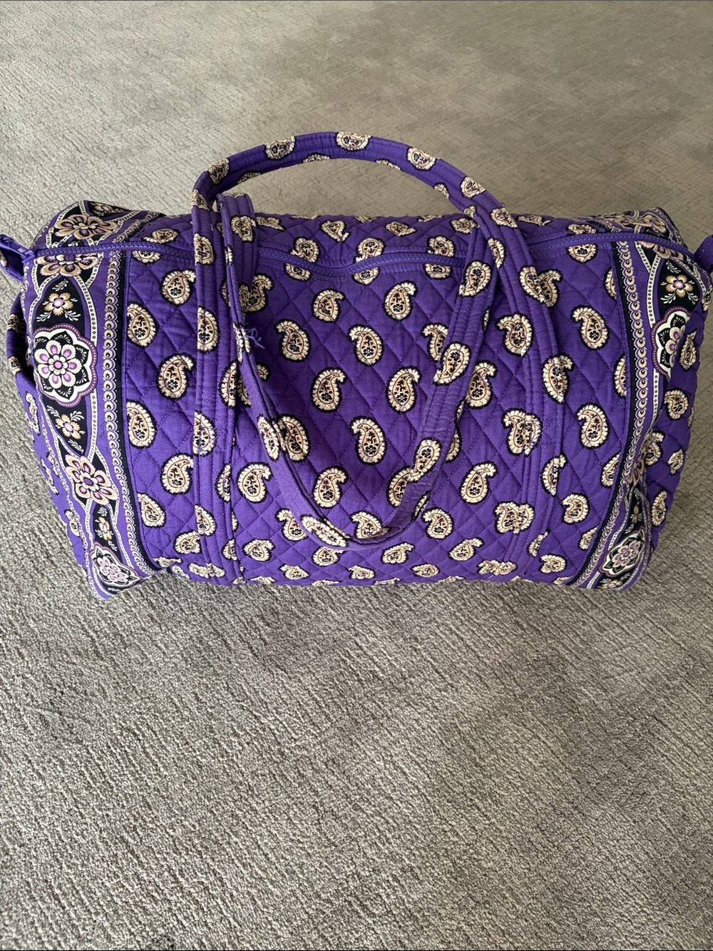 Vintage Vera Bradley Quilted Large Duffel Bag in Simply Violet Pattern